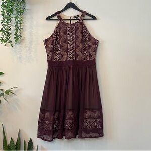 Le Chateau Burgundy Lace Midi Dress